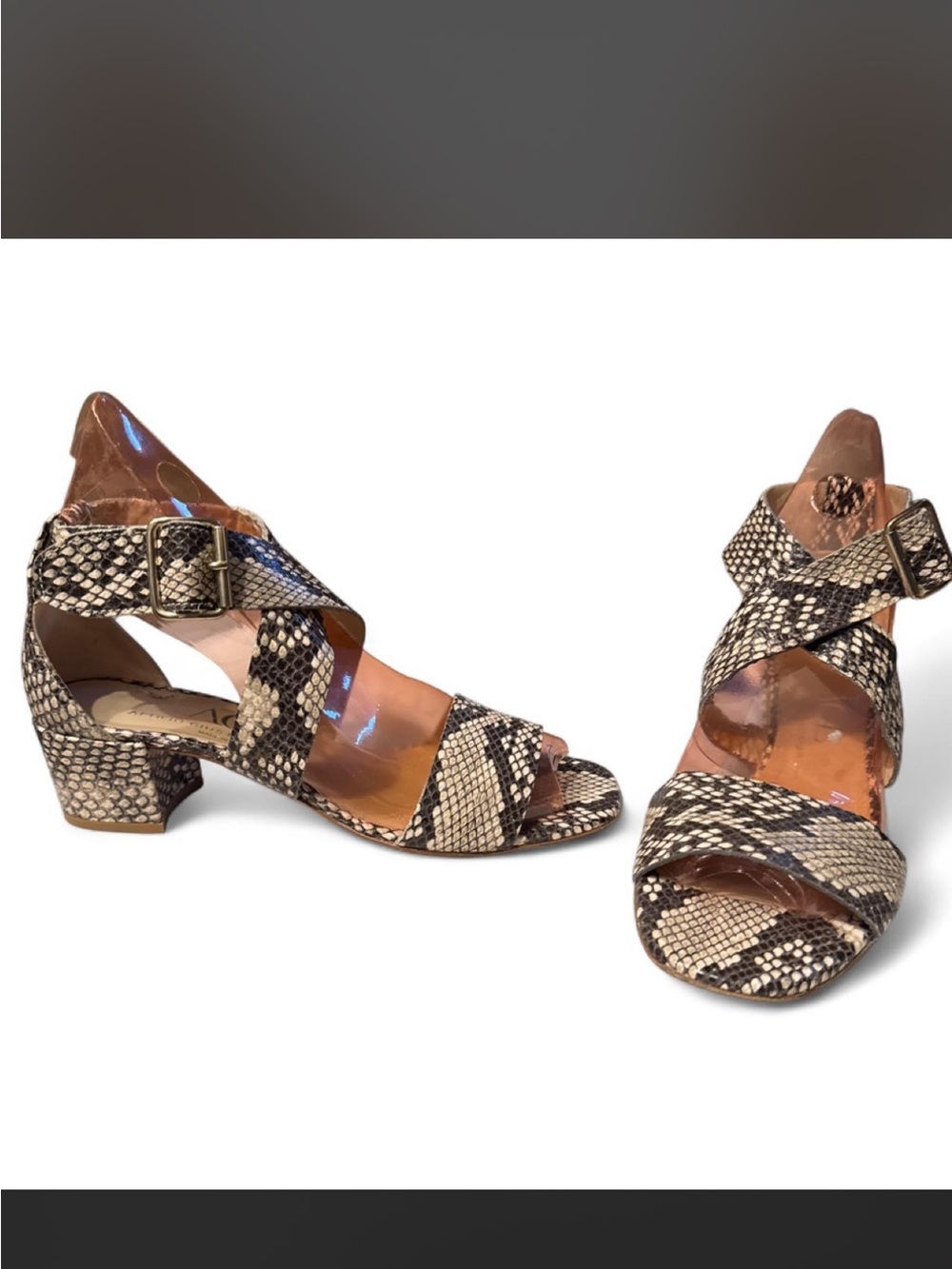 Attilo Giusti Leombruni Snakeskin Block Heel Sandals - 7.5